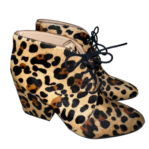 Kate Spade Roger Calf Hair Leather Bootie Size 8.5M Leopard Animal Print Cheetah - Picture 2 of 16
